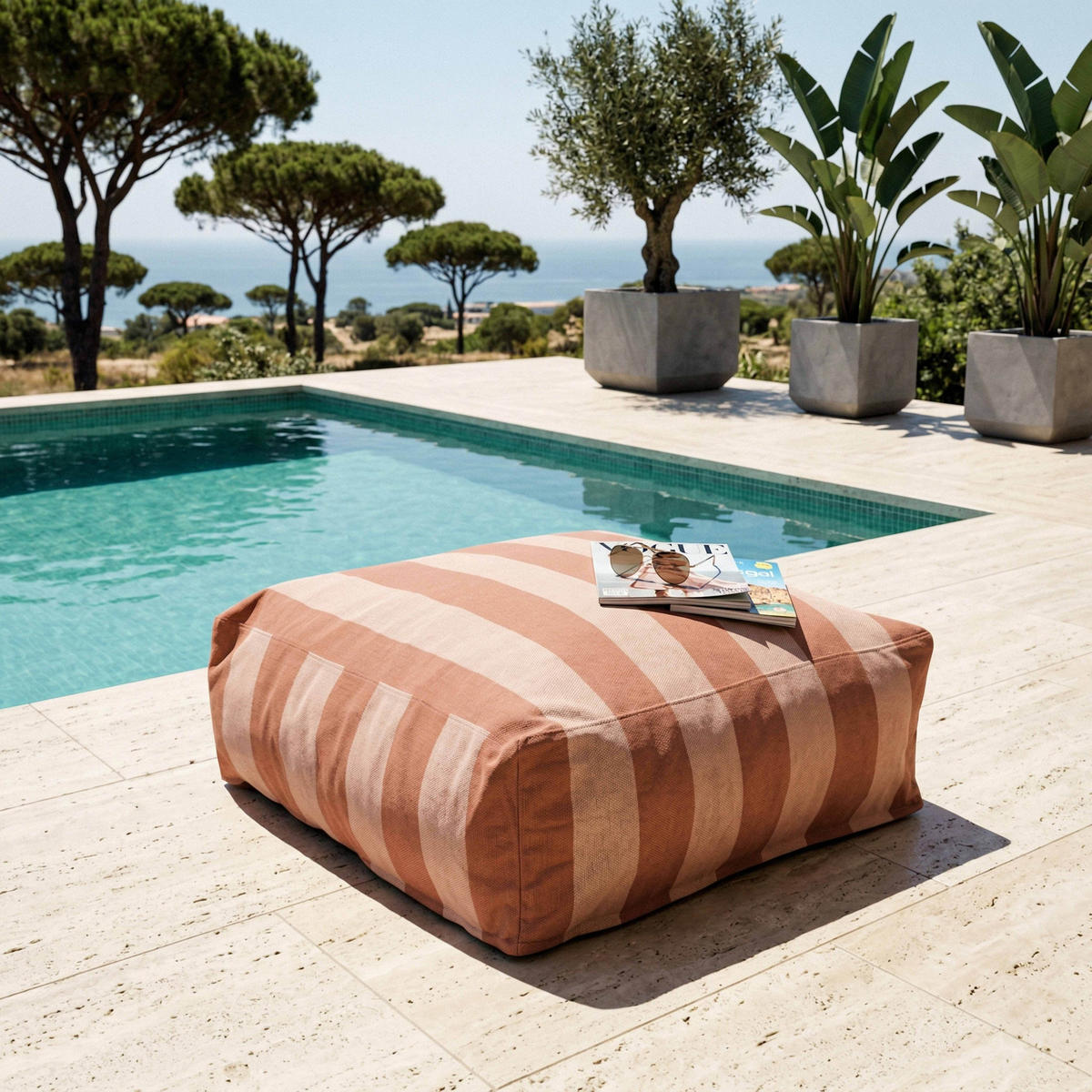 OUTDOOR-SITZSACK, Terrakotta - Braun, Textil - Oviala