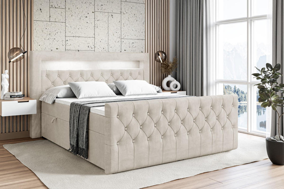 BOXBETT AURORA - 180x200 - H3 - Ecru - Ecru, Holzwerkstoff (180/200cm) - ALTDECOR