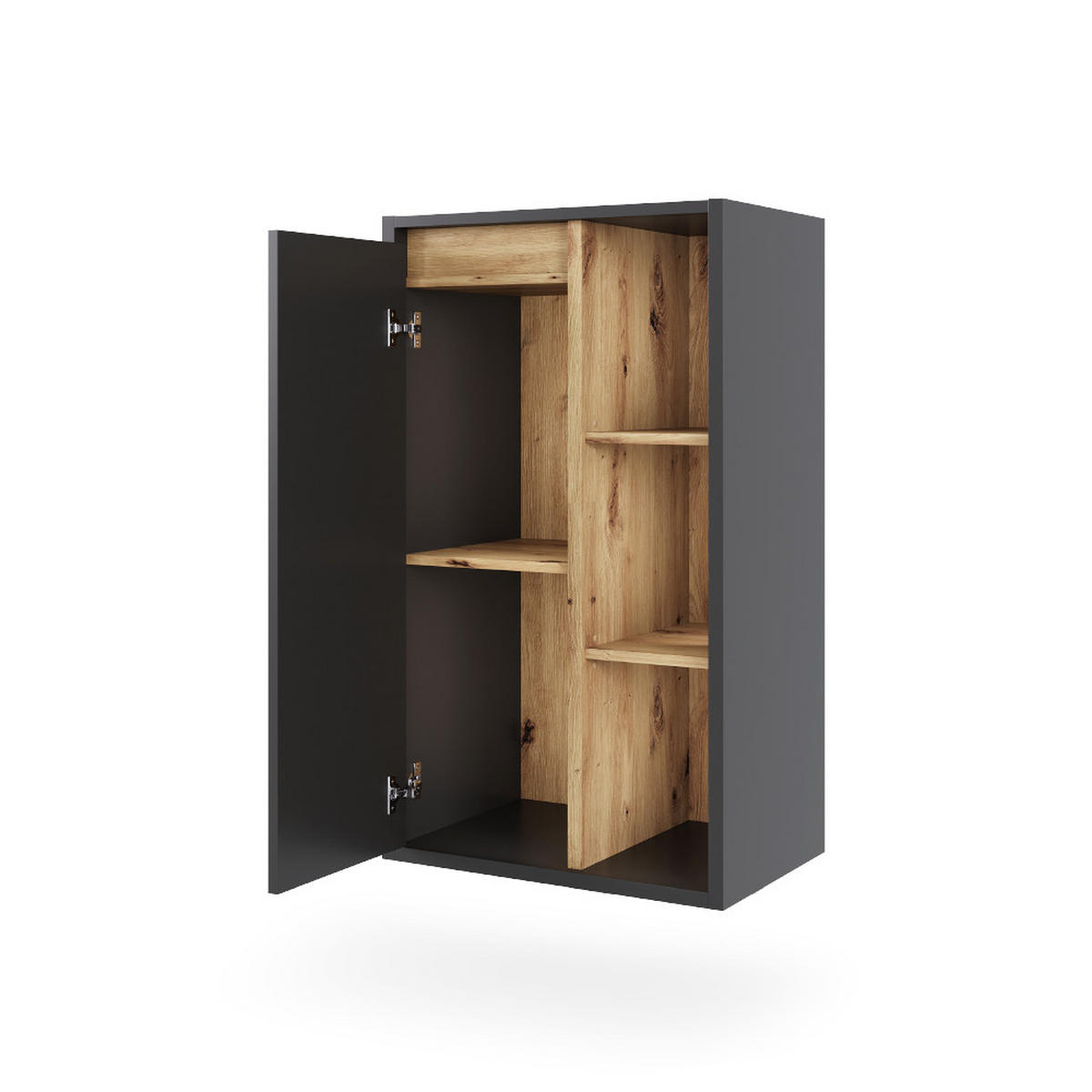 MIDISCHRANK Viola Grau/Artisan 50 x 86 cm mit offenen Regalen - Eiche Artisan/Grau, Holzwerkstoff (50/86/33cm) - Vicco