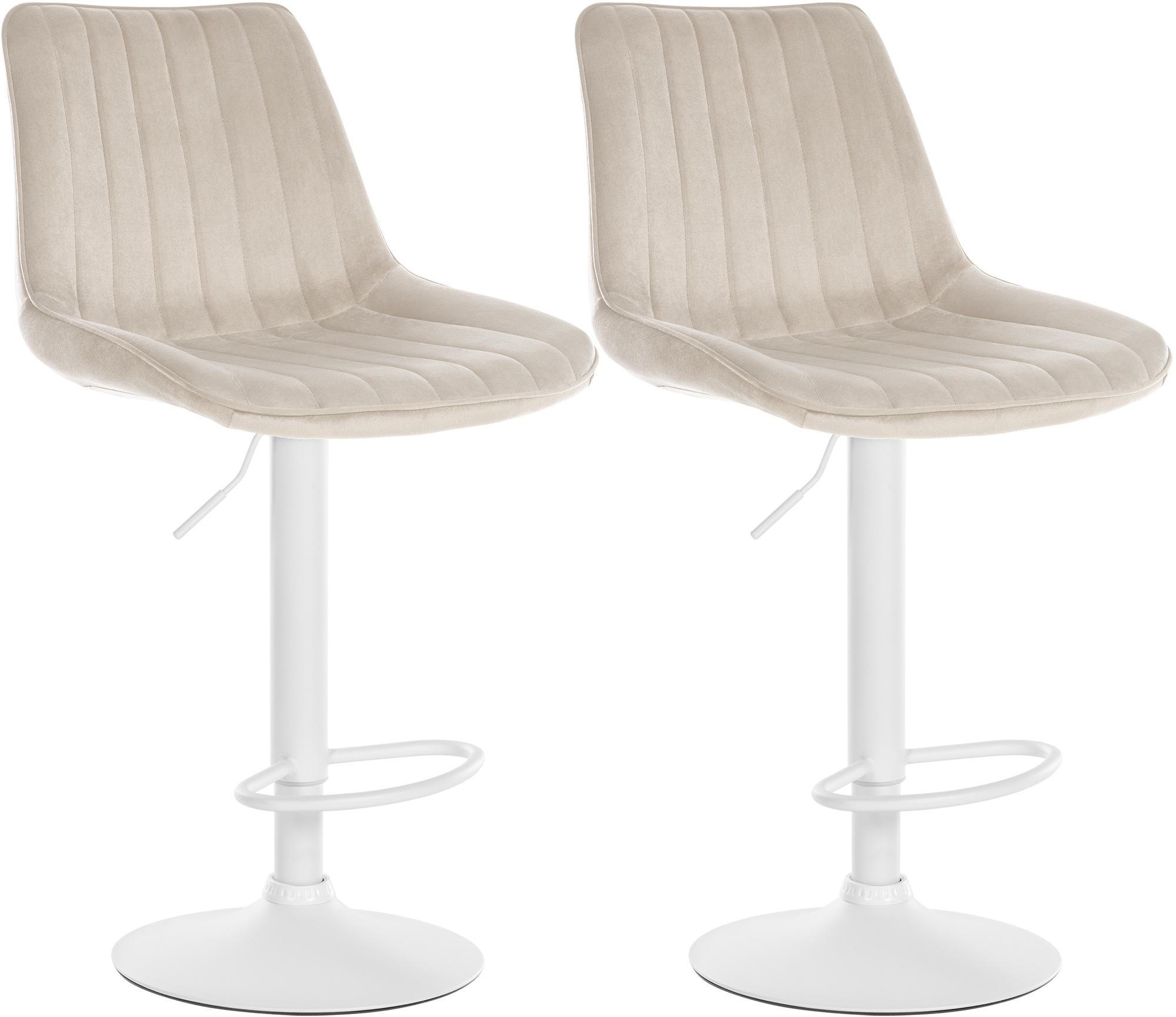 BARHOCKER 2er Set Samt Creme - Creme, Textil/Metall (49.5/91/50cm) - CLP