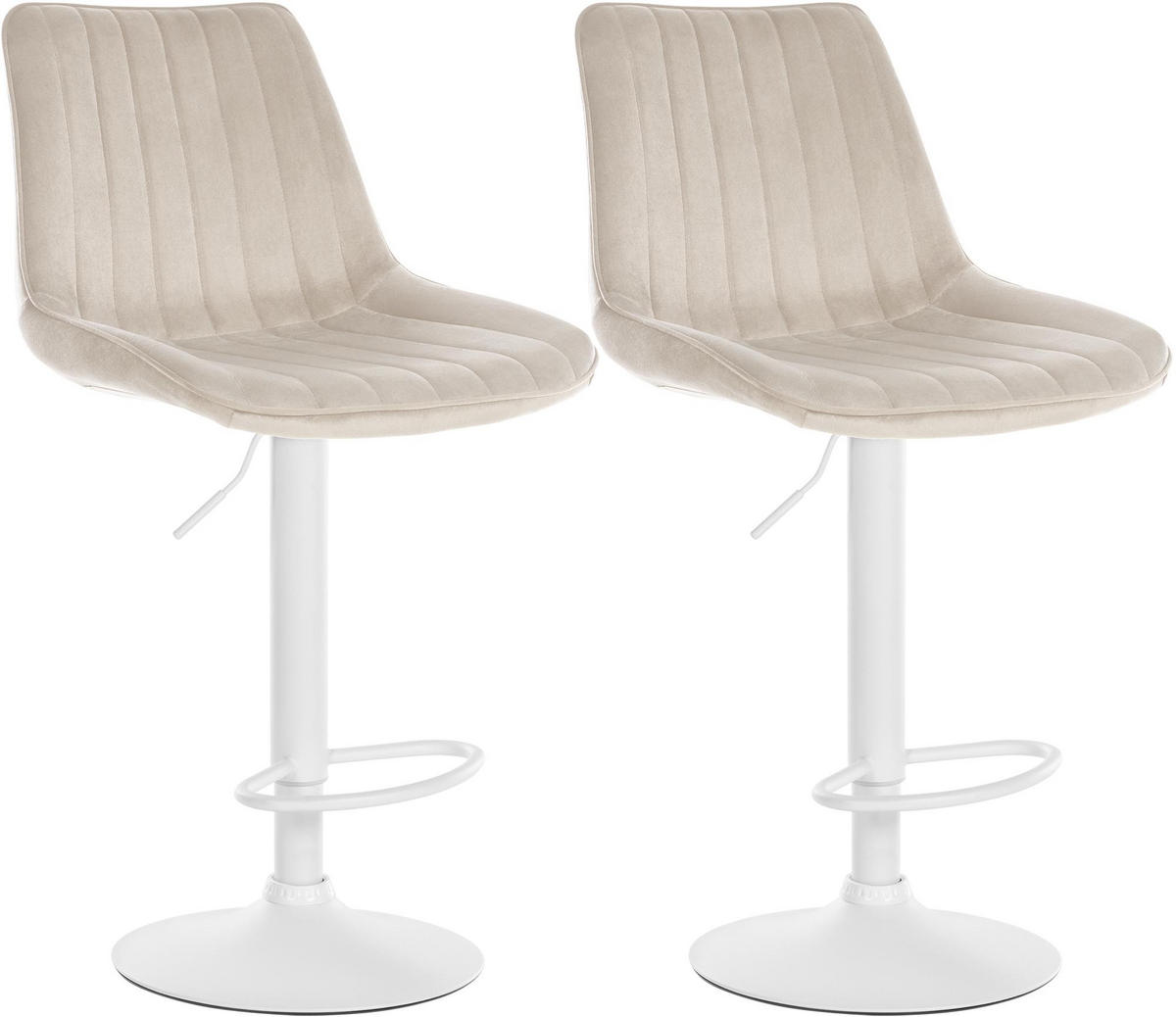 BARHOCKER 2er Set Samt Creme - Creme, Textil/Metall (49.5/91/50cm) - CLP