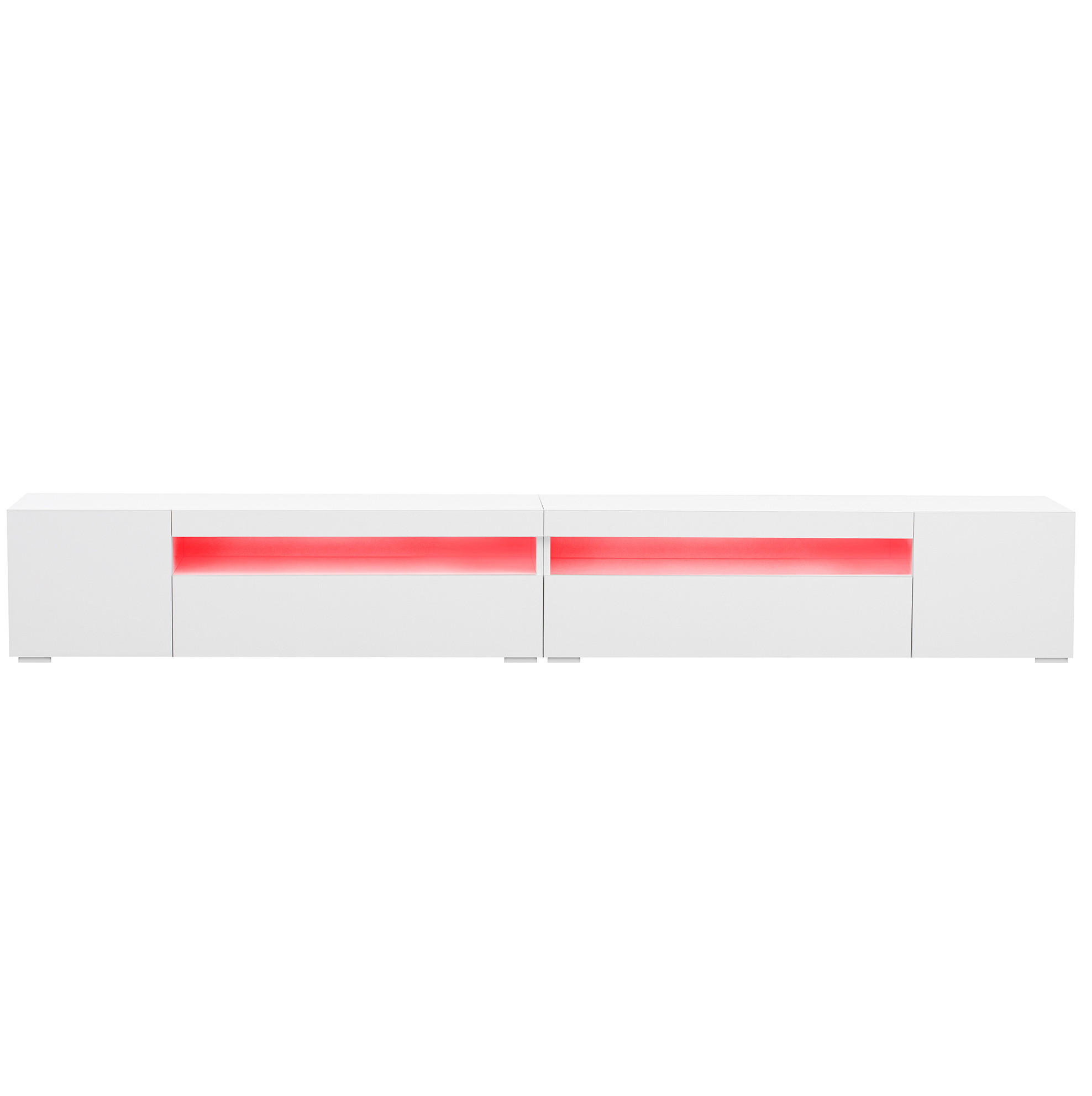 Modfu TV stolek z MDF 240x35,5x38,5 cm bílý s variabilním LED osvětlením a symetrickým designem
