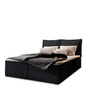 BOXBETT LENTE 180x200 cm mit Matratze und Topper - Schwarz - Schwarz, Holz (180/200cm) - MASSENO