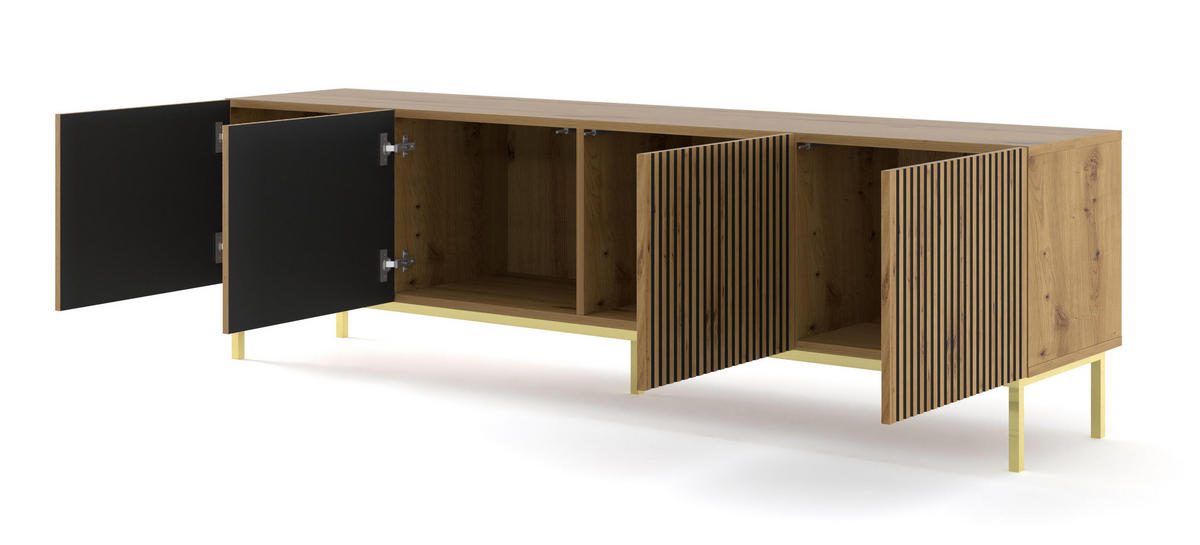 TV-LOWBOARD BEIGE - Beige/Goldfarben, Holzwerkstoff (200/58/42cm) - FURNLUX