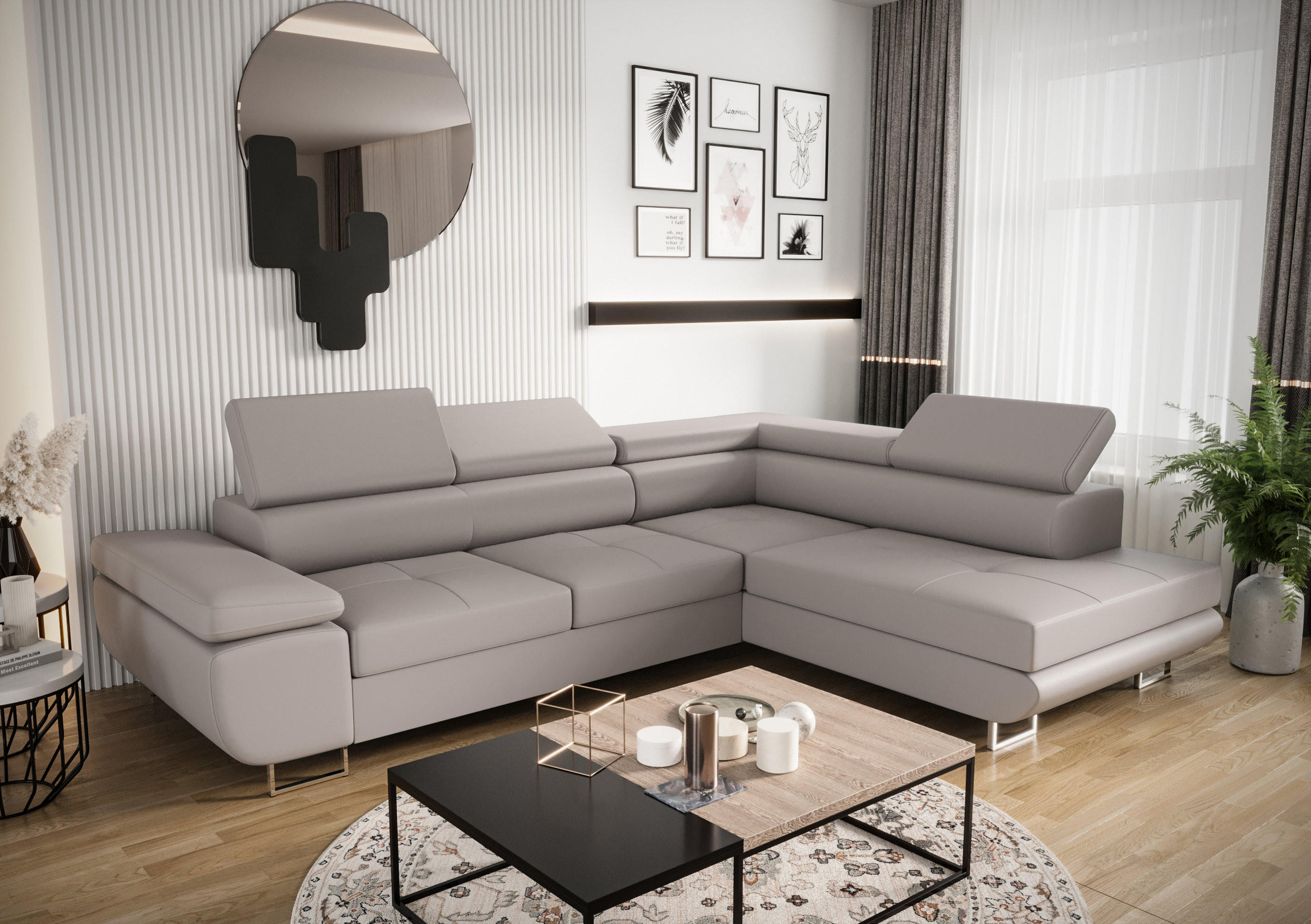 Thumbnail - O-Sofa Ecksofa, Grau, Textil, 4-Sitzer, 275x202 cm, Wohnzimmer, Sofas & Couches, Wohnlandschaften, Ecksofas
