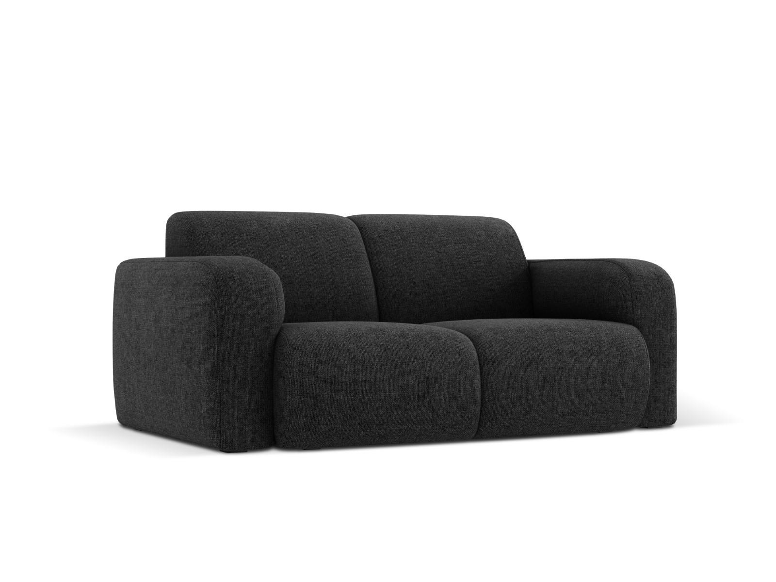 SOFA Molino aus Chenille-Stoff schwarz 2 Sitzplätze - Schwarz, Textil (95/72/170cm) - Micadoni