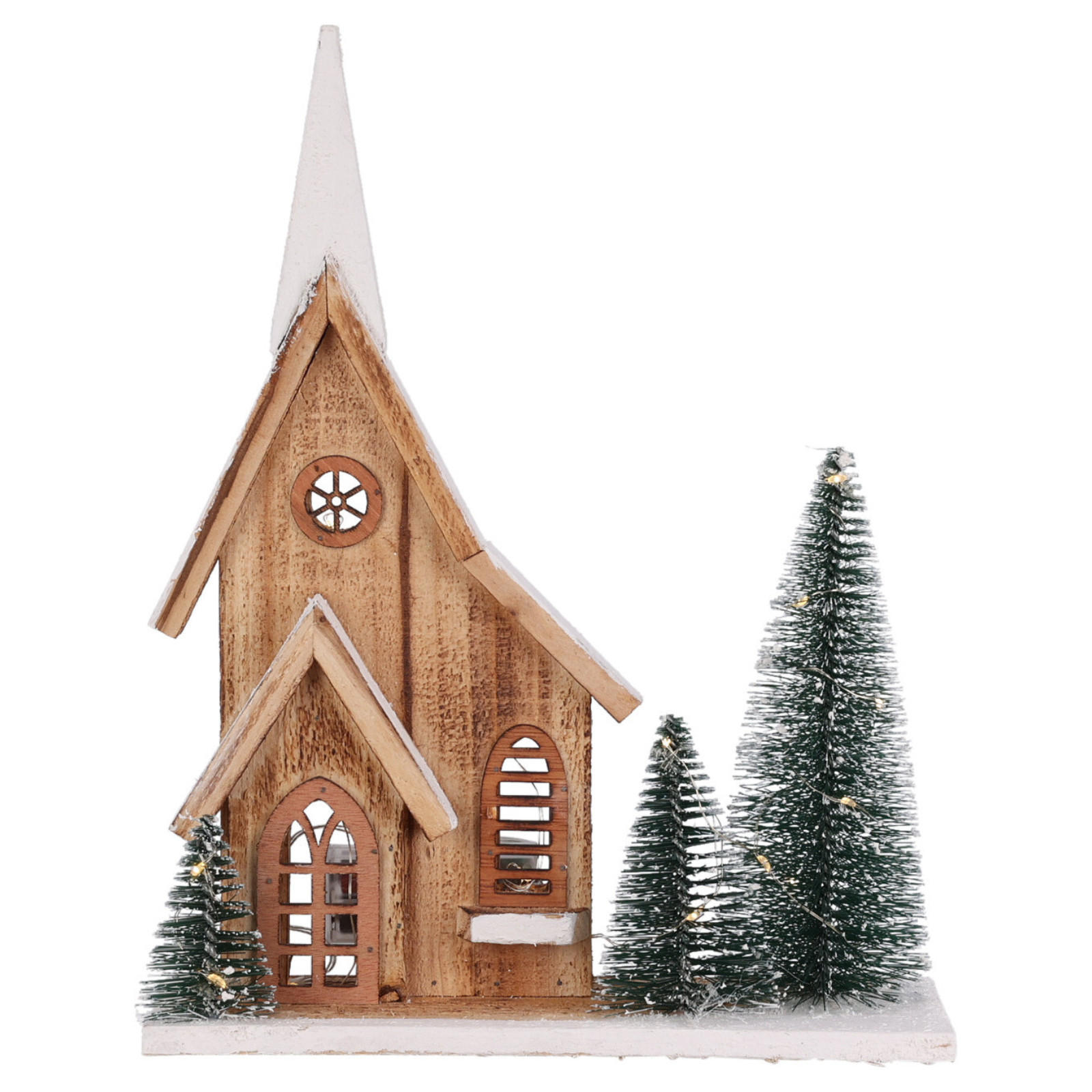 DEKOFIGUR Haus LED 34 cm - Beige, Holz (9/34/28cm) - Home Styling Collection