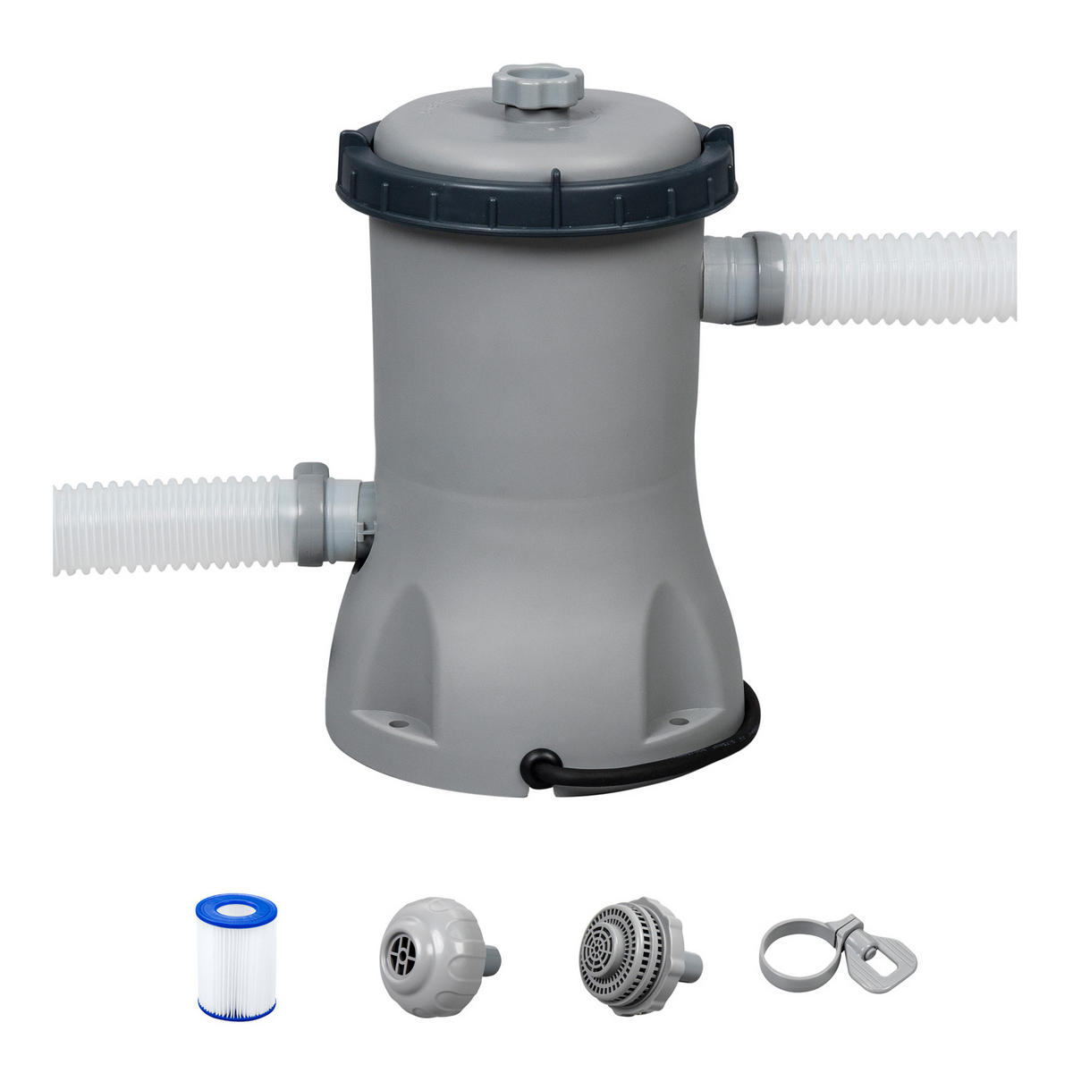 POOL 56418 Steel Pro Max Ø 366 x 100 cm – Komplettset mit Filterpumpe - Grau, Metall (366/100/366cm)