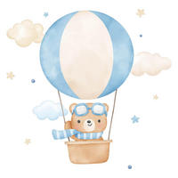 AUFKLEBER 80x122 cm Bär Ballon - Blau, Kunststoff (80/122/0.1cm) - TULUP