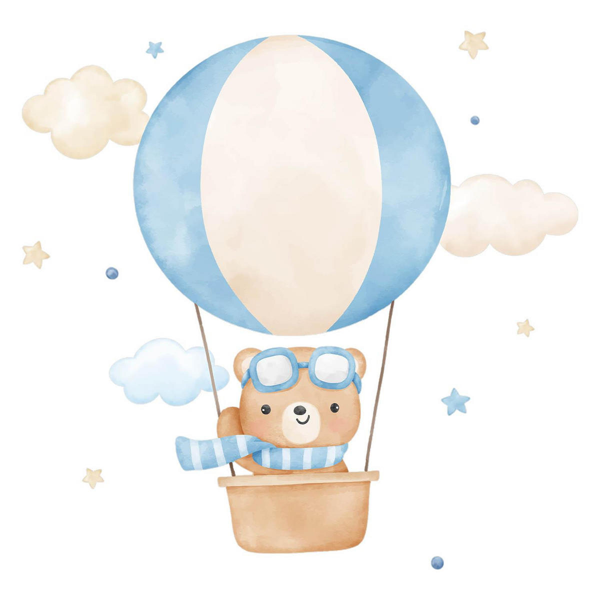 AUFKLEBER 80x122 cm Bär Ballon - Blau, Kunststoff (80/122/0.1cm) - TULUP