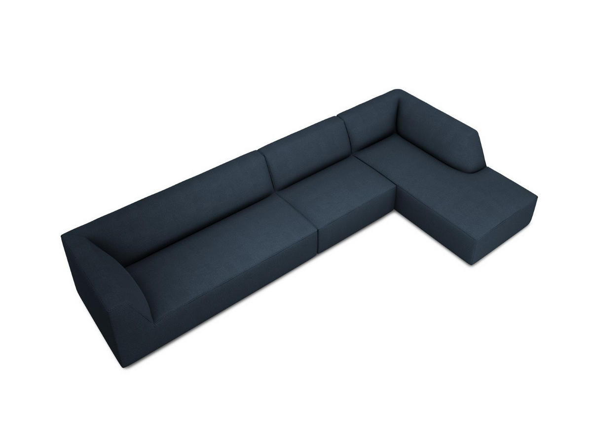 ECKSOFA rechts Ruby aus strukturiertem Stoff marineblau 5 Sitzplätze - Blau, Textil (180/366cm) - Micadoni
