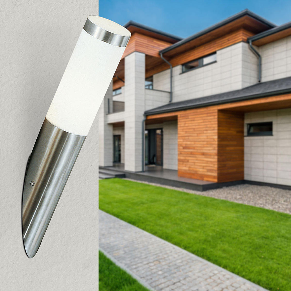 LED AUSSEN-WANDLEUCHTE Edelstahl Silber - Silberfarben, Metall (7.6/41/17cm)