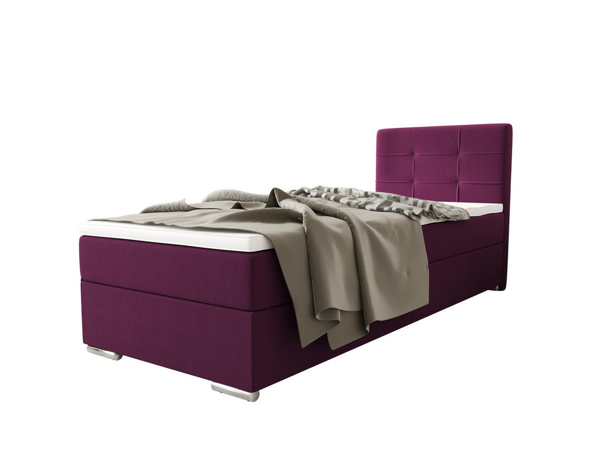 BOXBETT ZILANO 1 mit Matratze H3 und Topper 90x200 Cosmic 110 - Violett, Holz/Textil (90/200cm) - Bedante