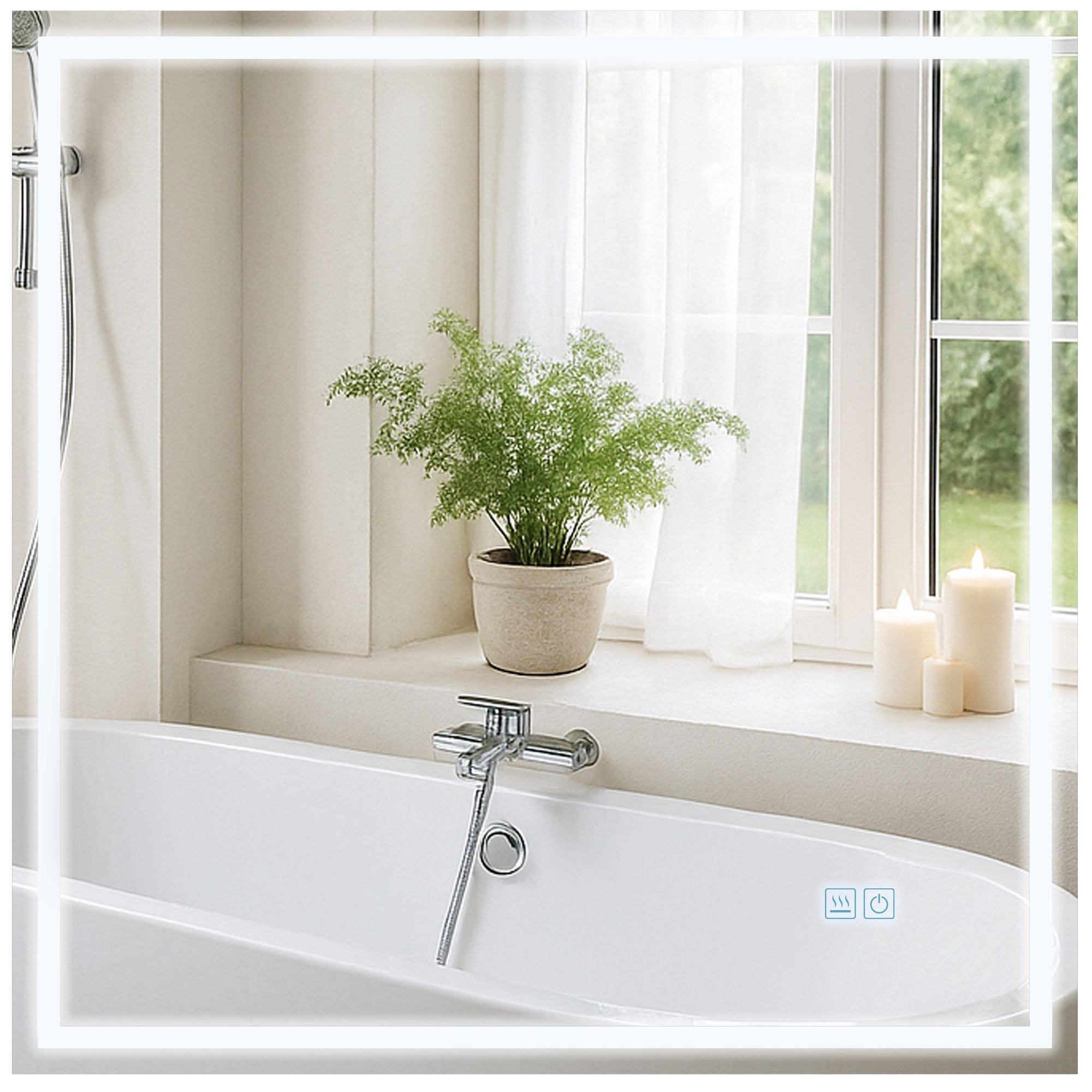 BADSPIEGEL Graz 80x80 Bluetooth 80x3,5x80cm Glas Klarglas Badezimmerspiegel - Klar, Glas (80/80/3.5cm) - DELUKE