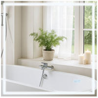 BADSPIEGEL Graz 80x80 Bluetooth 80x3,5x80cm Glas Klarglas Badezimmerspiegel - Klar, Glas (80/80/3.5cm) - DELUKE