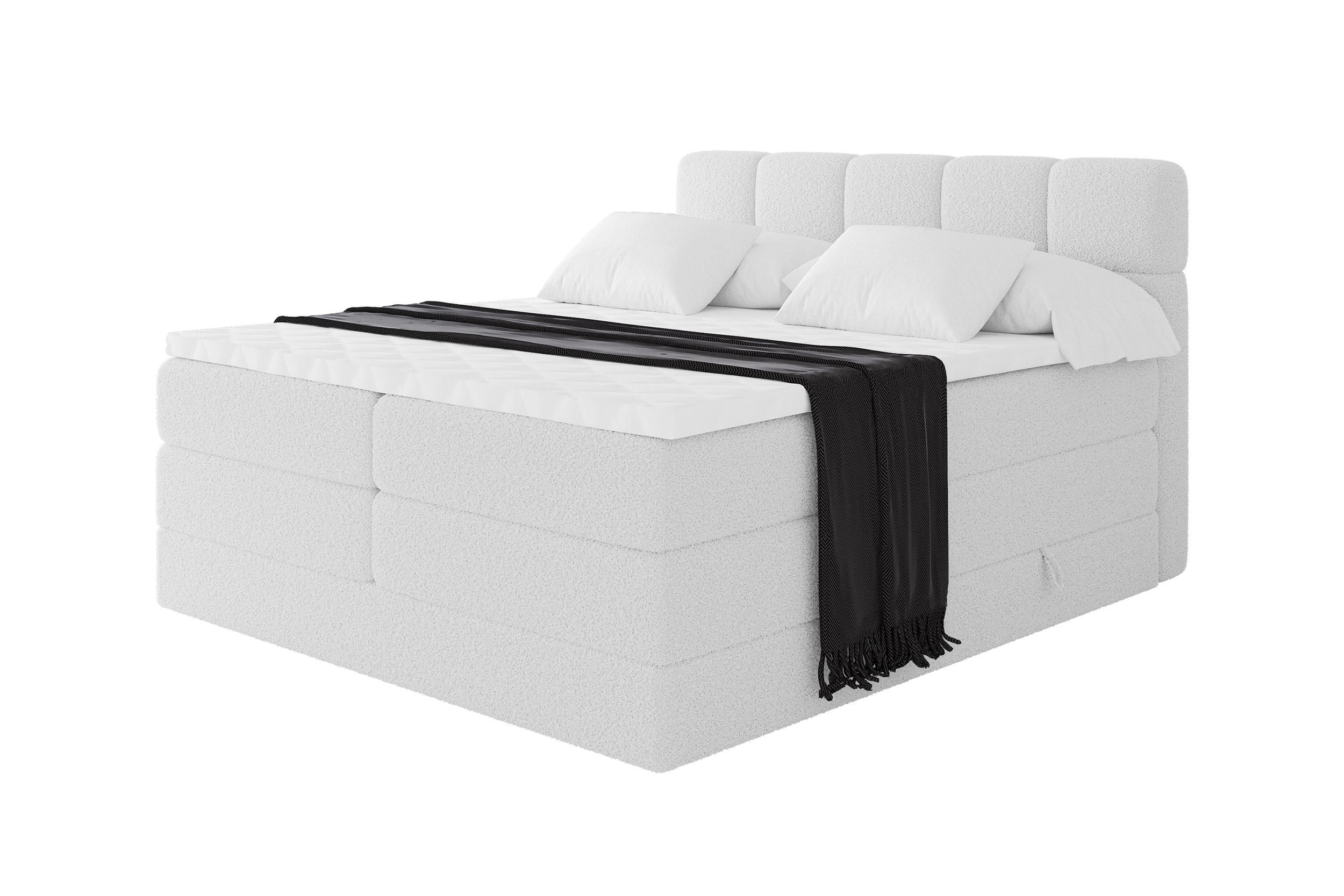 BOXBETT mit Matratze H3/H4 - FAMA KING - 120x200 cm Weiß Quelle - Weiß, Holzwerkstoff (120/200cm) - ALTDECOR