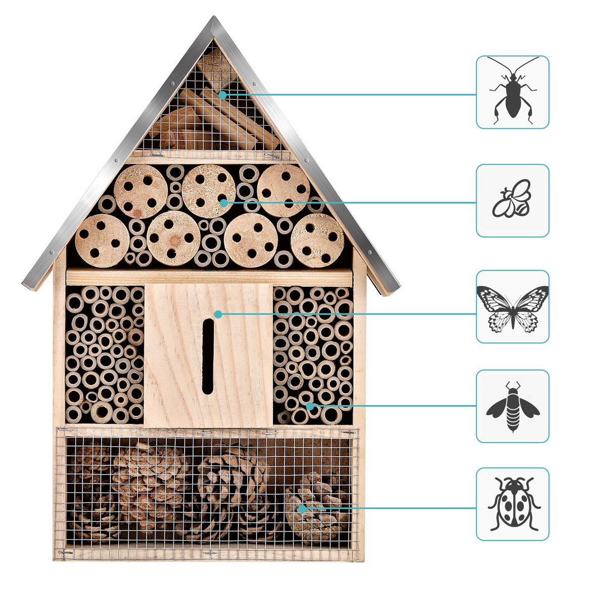 INSEKTENHOTEL 23/9.5/39.6 cm - Multicolor, Holz (9.5/39.6/23cm) - Authentics