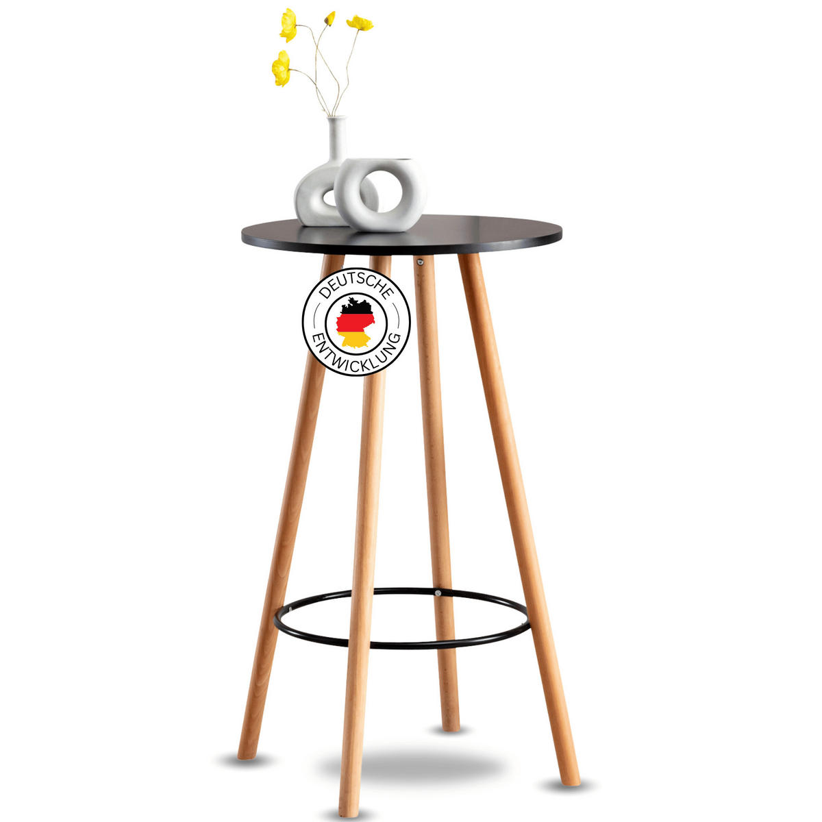 STEHTISCH Ø 60 cm innen REJA 107 cm Hoch Schwarz - Schwarz, Holz (60/60/107cm) - DELUKE