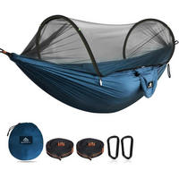 HÄNGEMATTE mit Moskitonetz 275 x 140 cm Marineblau - Blau, Kunststoff (140/2.5/275cm)