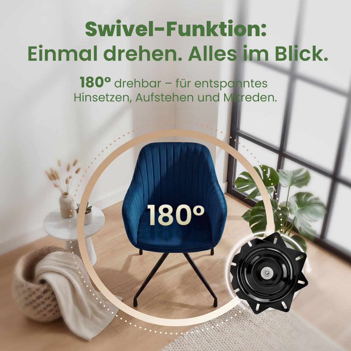 ARMLEHNENSTUHL 2 Samt Dunkelblau - Schwarz/Dunkelblau, Textil/Metall (58/81/58cm) - CLP