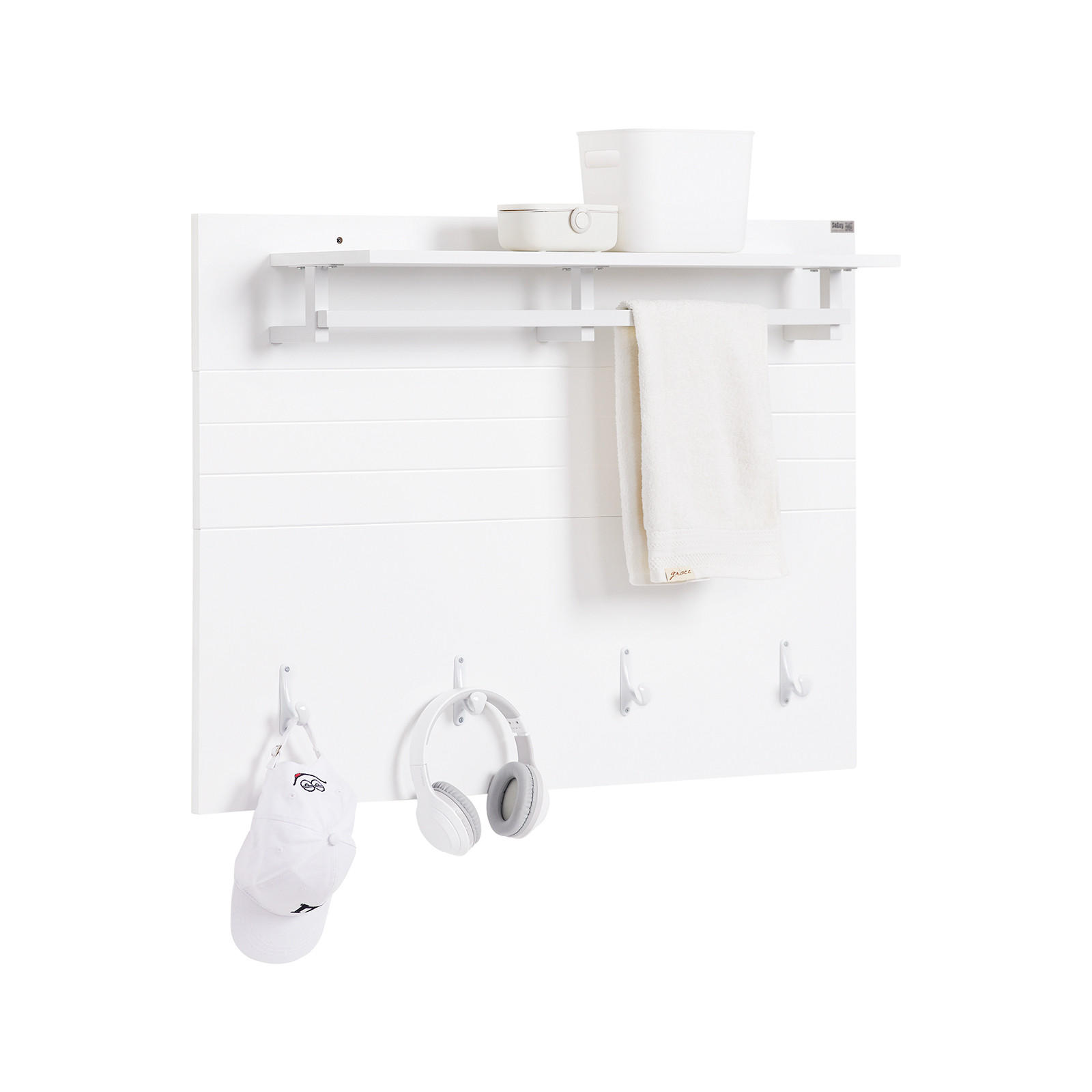 SoBuy NÁSTĚNNÝ VĚŠÁK s policí Bílá 100x20x70cm Minimalistický