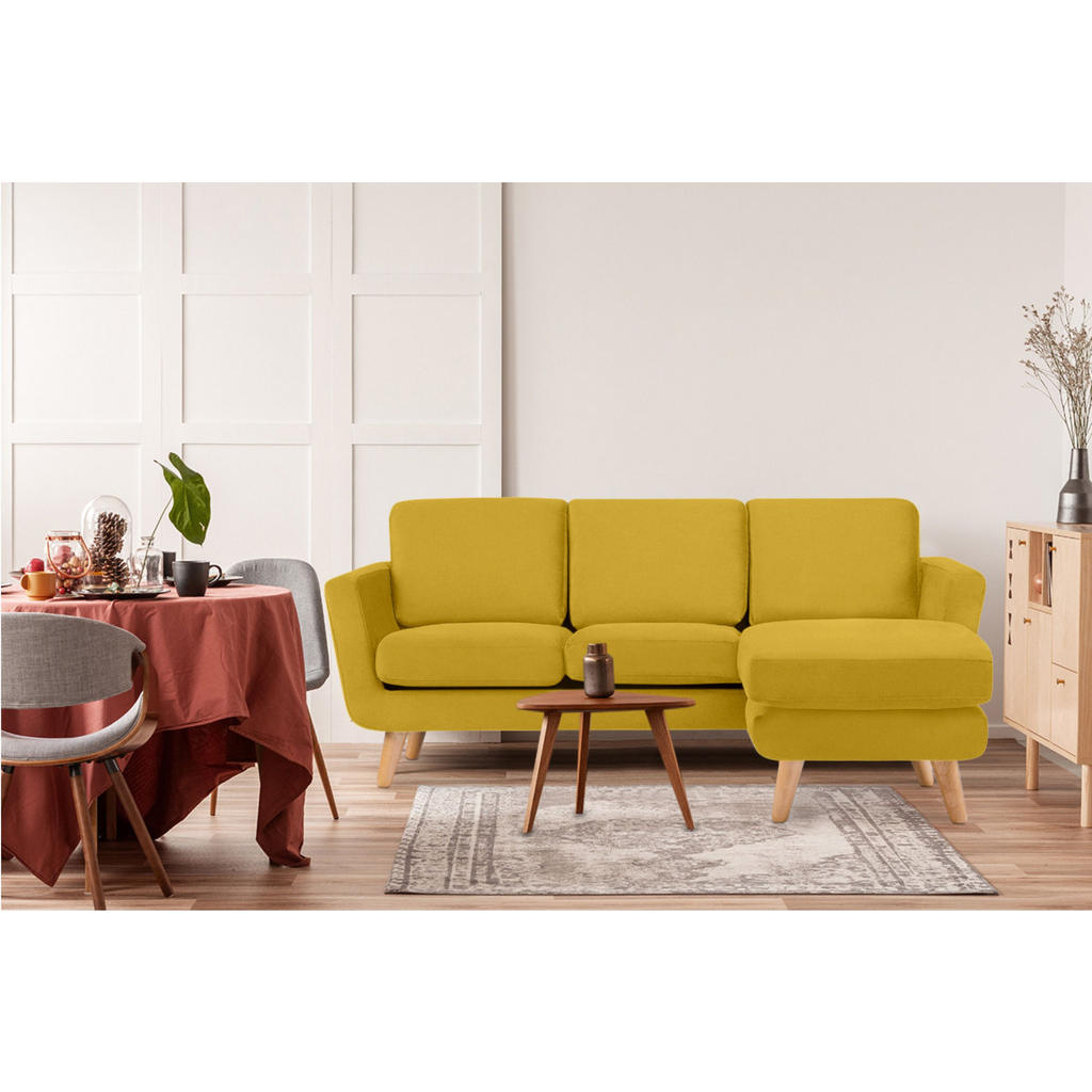 Thumbnail - Konsimo® Ecksofa-Rechts, Gelb, Textil, L-Form, 190x151 cm, FSC 100%, Hergestellt in Europa, Wohnzimmer, Sofas & Couches,...