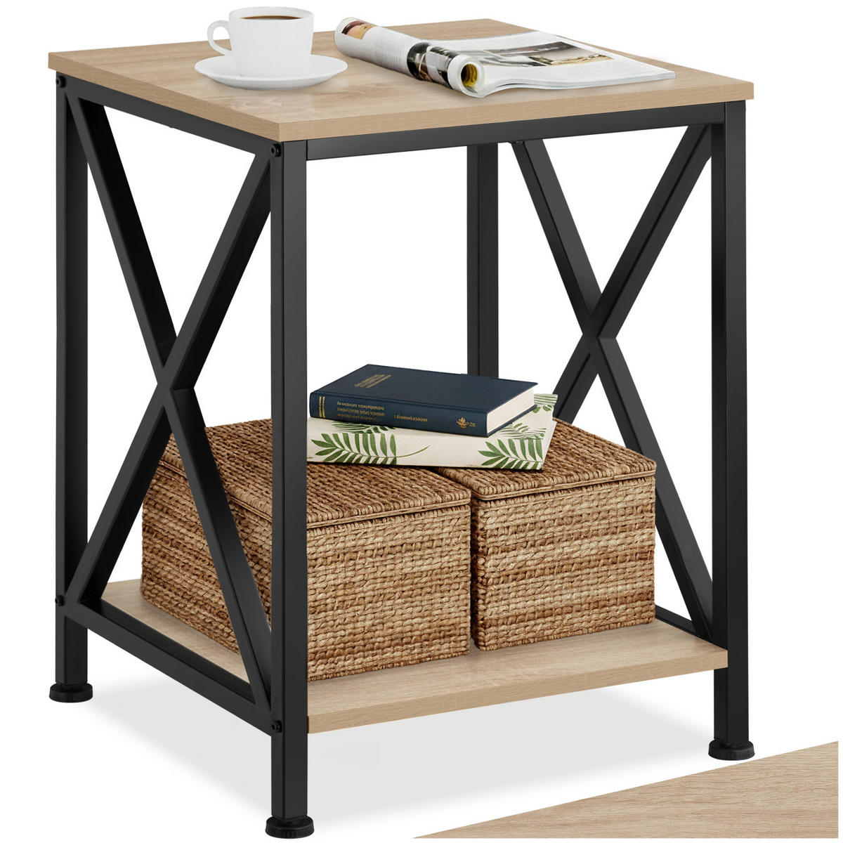 BEISTELLTISCH Carlton,40,5 x 40,5 x 52,5 cm,Industrial Holz hell, Eiche Sonoma - Naturfarben, Holzwerkstoff (40.5/40.5/52.2cm) - tectake