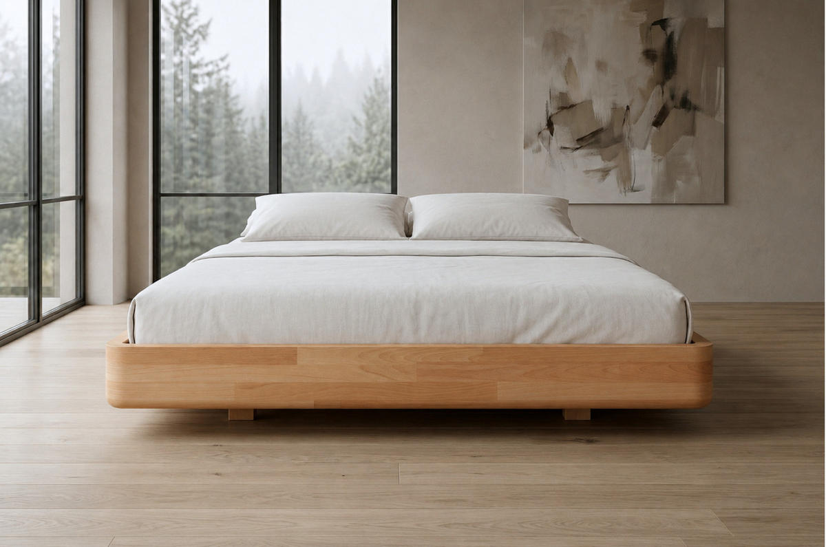 MASSIVHOLZBETT Lena Flat, 180/200, Buche - lackiert, Naturfarben - Buchefarben, Holz/Buchenholz (180/200cm) - Visby