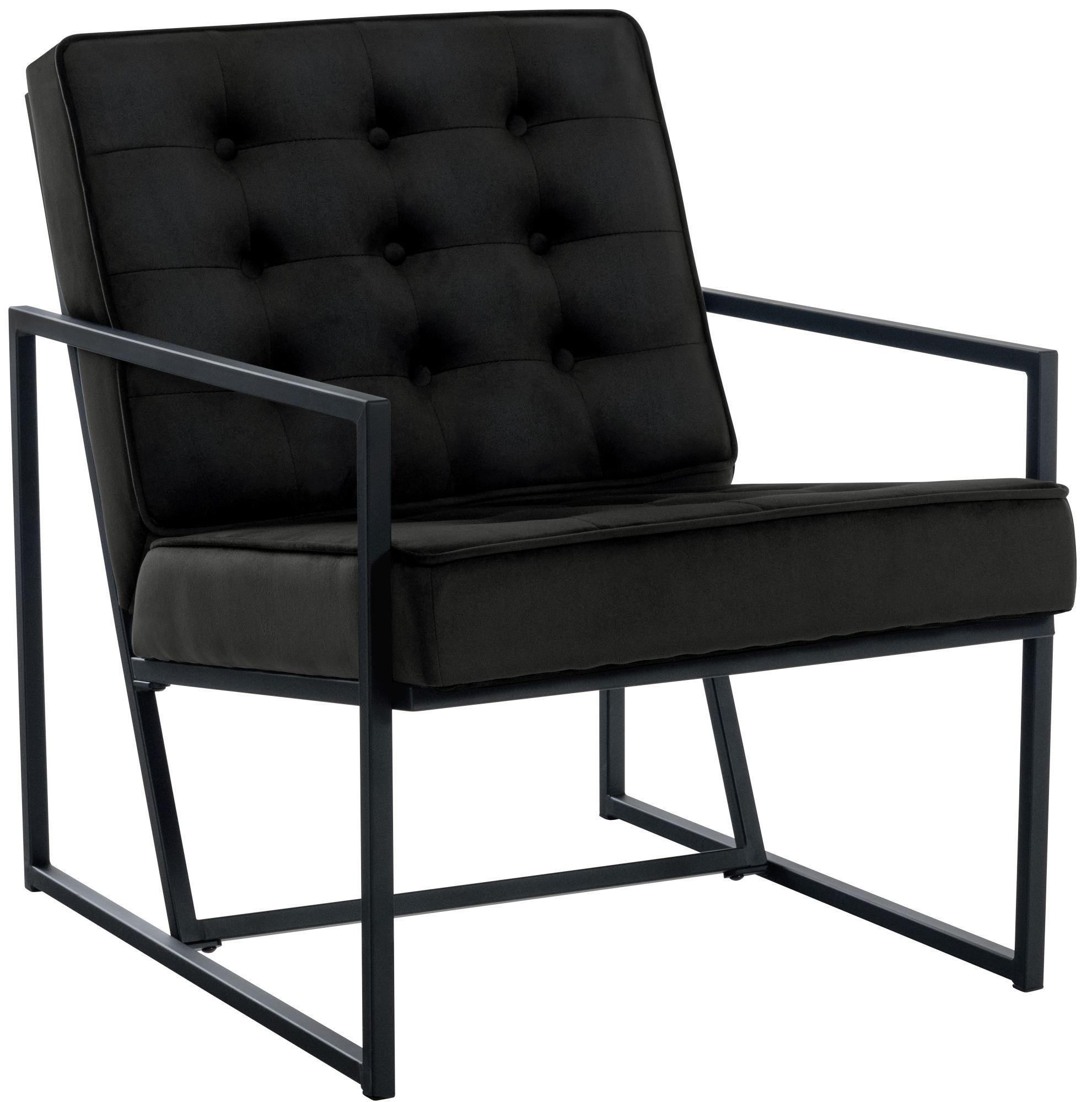 SESSEL Samt schwarz - Schwarz, Textil/Metall (63/79.5/83cm) - CLP