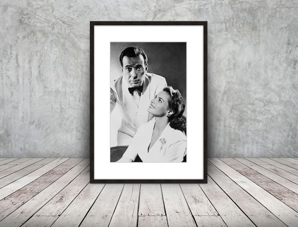 BILD mit Rahmen 51x71 cm Humphrey Bogart Casablanca Schwarz-Weiß - Weiß, Holz (51/71cm) - artissimo
