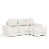 ECKSOFA MIT SCHLAFFUNKTION Peebles Creme Chenille-Stoff - Chromfarben/Creme, Holz/Holzwerkstoff (256/175cm) - Maison de Reve