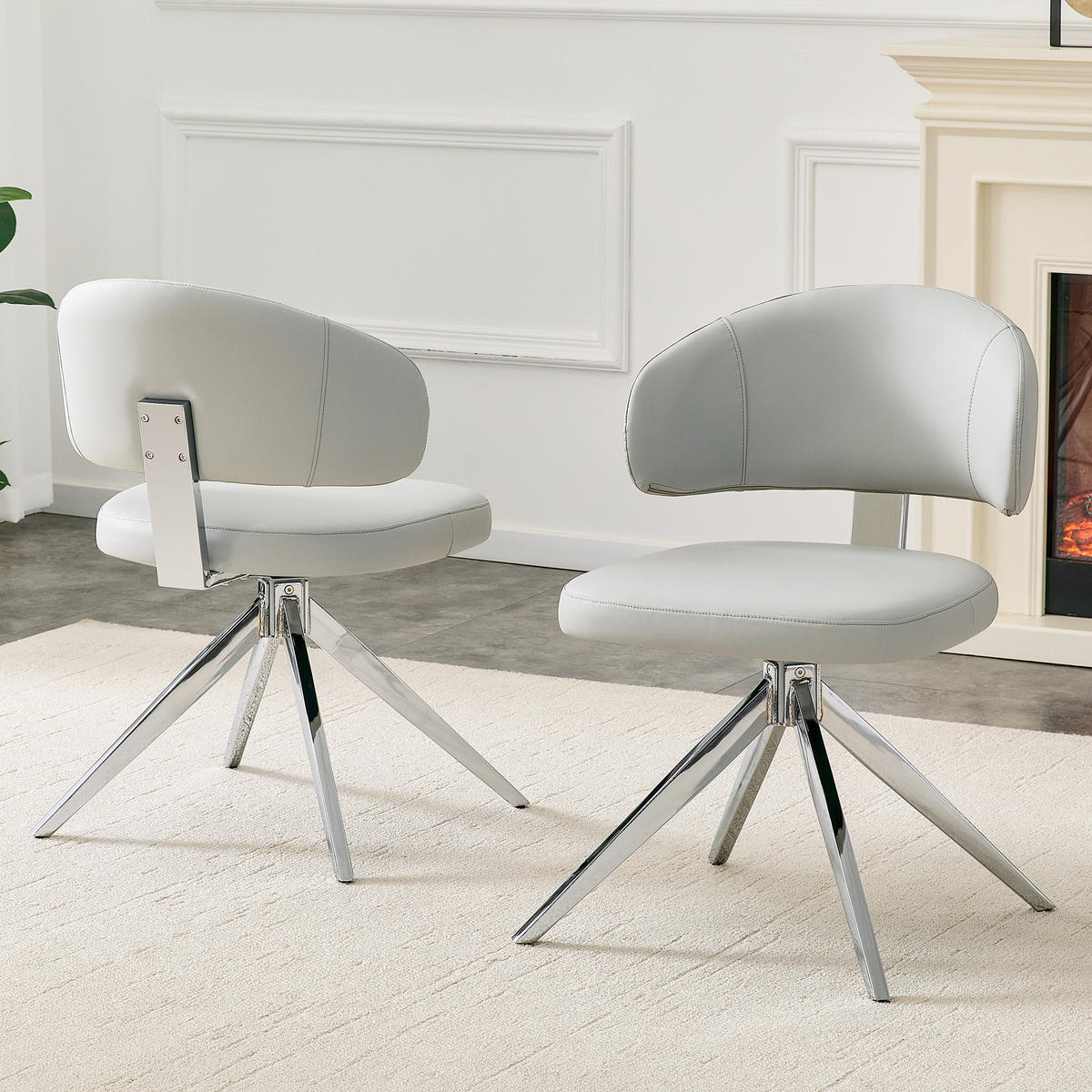 STUHL-SET DE-36678 2 Stück 360° drehbar mit Polsterung Grau - Hellgrau, Metall (50.5/77/54.5cm) - ComfortXL