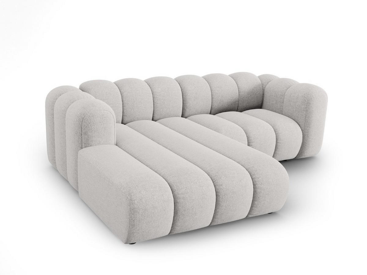 ECKSOFA modular links Lupine aus Chenille-Stoff hellgrau 3 Sitzplätze - Hellgrau, Textil (177/230cm) - Micadoni