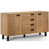 KOMBIKOMMODE FRISK 2 Türen und 4 Schubladen, Eiche natur - Eichefarben/Schwarz, Eichenholz/Holzwerkstoff (150/81/46cm) - KONSIMO®