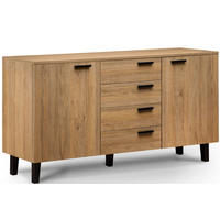 KOMBIKOMMODE FRISK 2 Türen und 4 Schubladen, Eiche natur - Eichefarben/Schwarz, Eichenholz/Holzwerkstoff (150/81/46cm) - KONSIMO®
