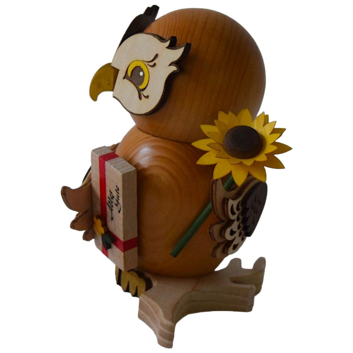RÄUCHERFIGUR Eule Gratulant 15 cm - Multicolor, Holz (10/15/10cm)