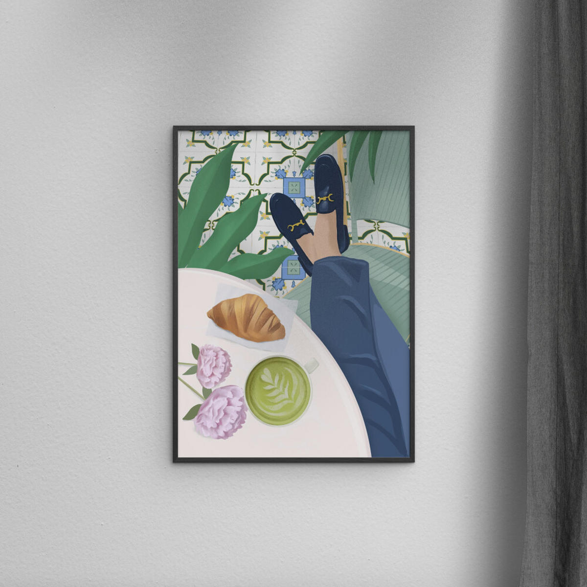 POSTER mit Rahmen Petra Lizde - Cafe - Schwarz/Naturfarben, Holz/Papier (30/40cm) - Poster&Frame