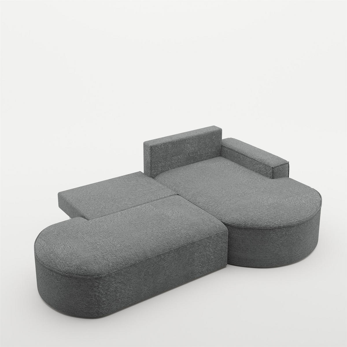 ECKSOFA Venedig Mit Schlaffunktion - Dunkelgrau, Holzwerkstoff/Textil (278/179cm) - Fun Möbel