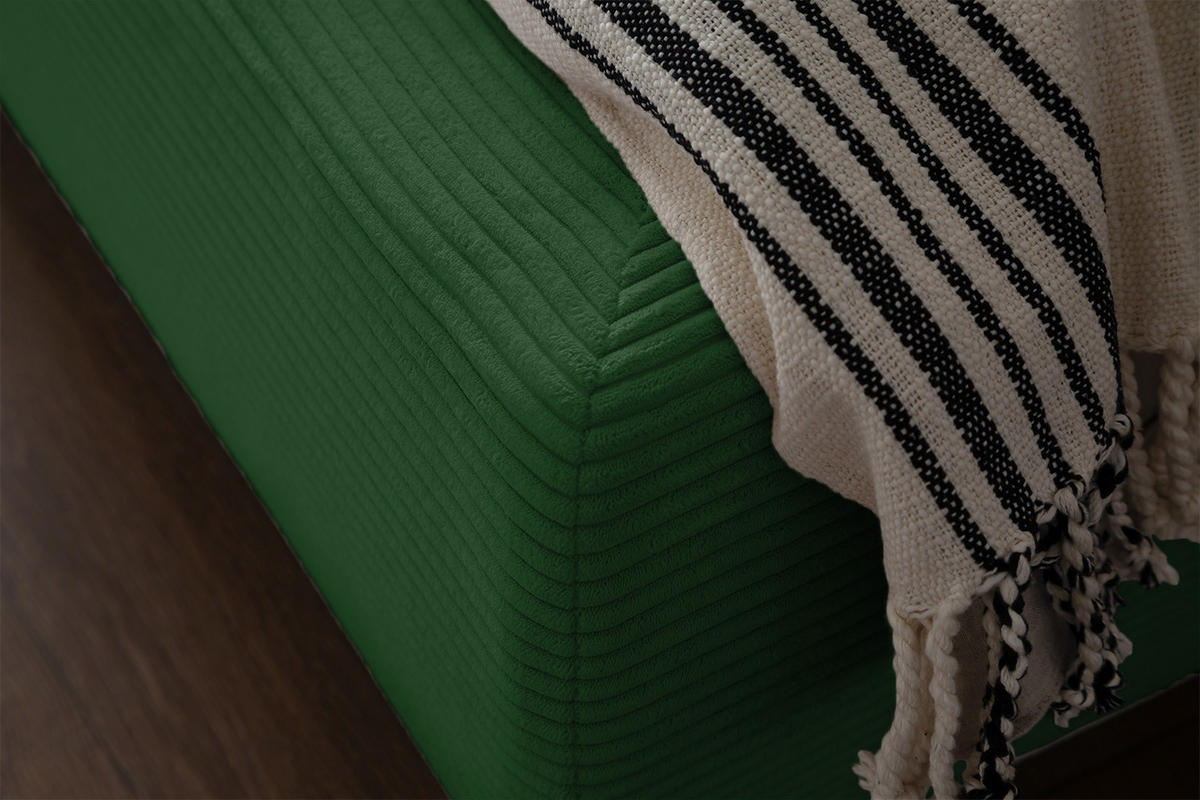 POLSTERBETT HENRY Smaragdgrün Cord - Smaragdgrün/Schwarz, Textil (200/200cm) - KAWOLA