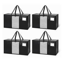 UMZUGSTASCHE Schwarz 4er-Set 100 l - Schwarz, Kunststoff - Relaxdays