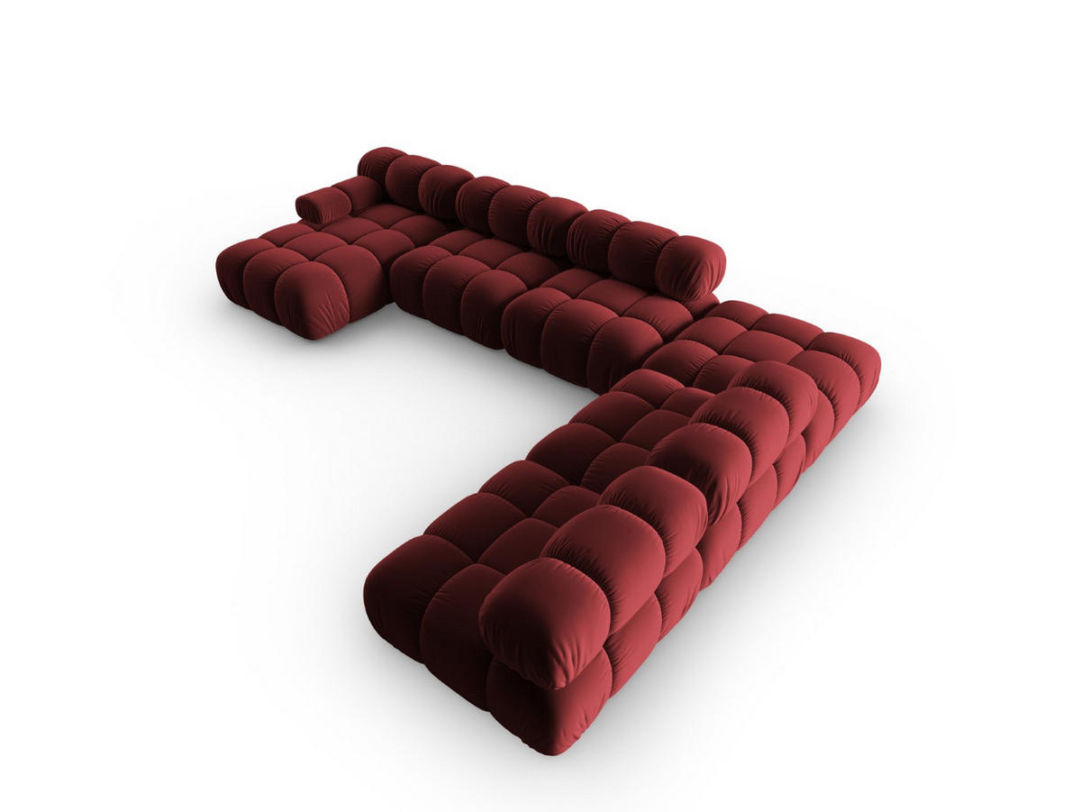 MODULARES-PANORAMASOFA rechts Bellis aus Samt dunkelrot 7 Sitzplätze - Dunkelrot, Textil (282/63/379cm) - Micadoni