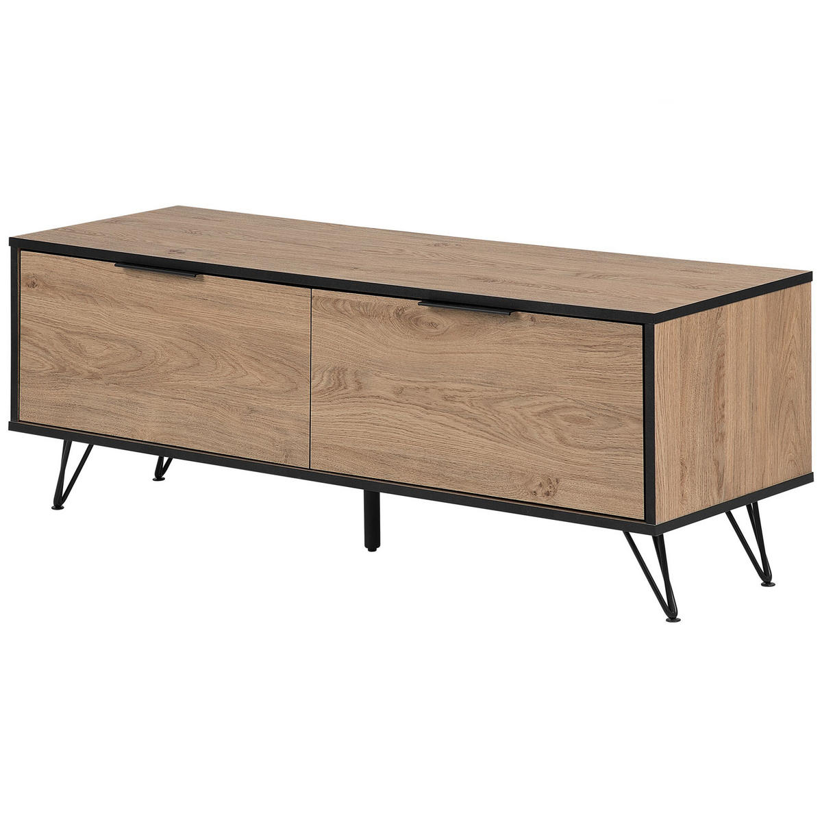 TV-MÖBEL Hellbraun, Schwarz HALSTON 40/120/46 cm - Hellbraun, Holzwerkstoff (120/46/40cm) - Beliani
