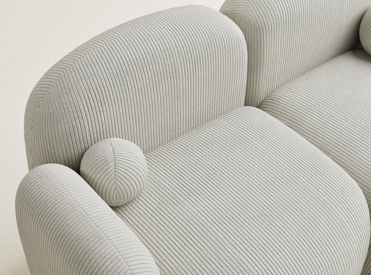ECKSOFA Bahama Creme Samtstoff - Hellgrau/Schwarz, Holz/Holzwerkstoff (190/146cm) - Maison de Reve