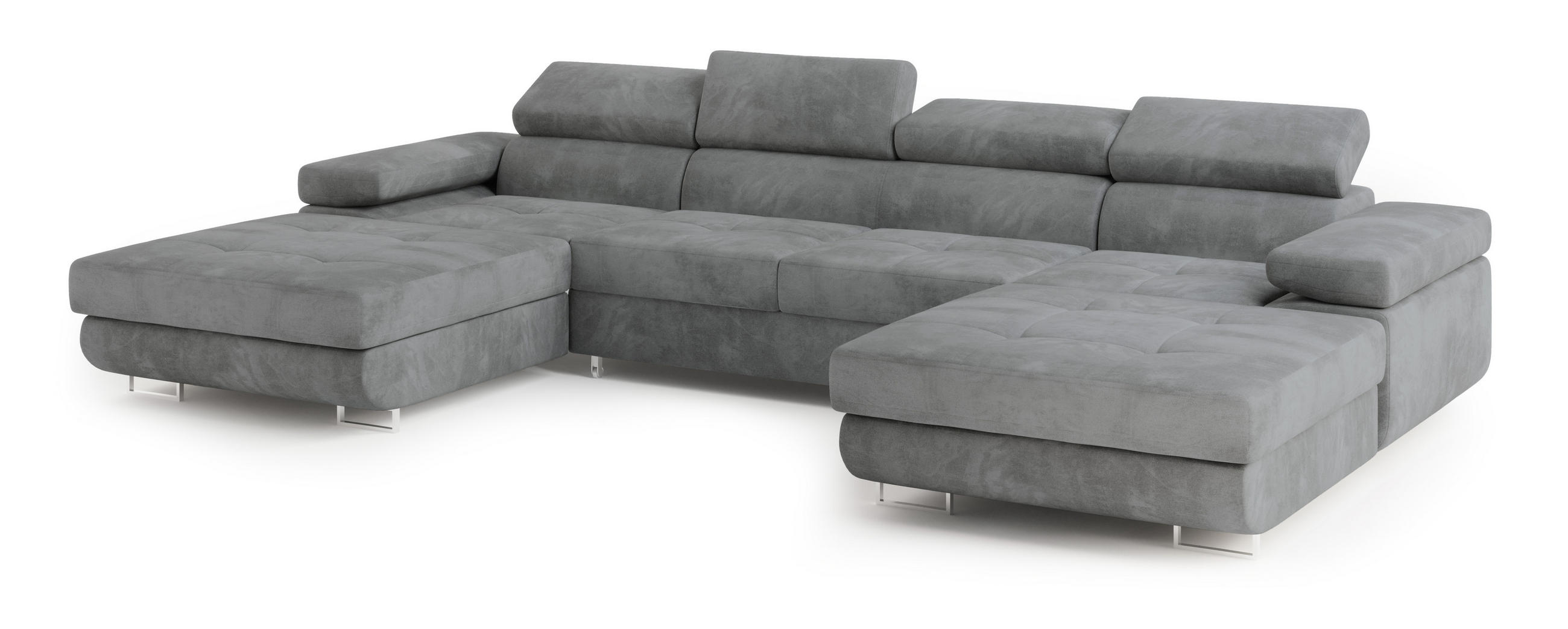 ROHOVÁ SEDAČKA LYKKE šedá - šedá/stříbrná, kov/dřevo (353/202cm) - MASSENO