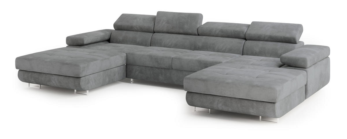 ROHOVÁ SEDAČKA LYKKE šedá - šedá/stříbrná, kov/dřevo (353/202cm) - MASSENO