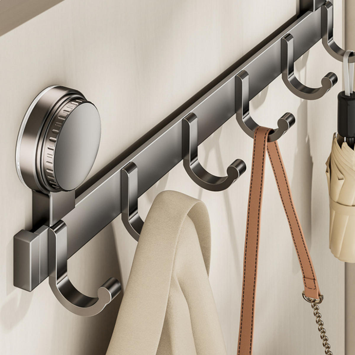 HAKENLEISTE, Weltraum-Aluminium + ABS, grau, Ohne Bohren，44.5 × 11.5 cm - Grau, Metall (11.5/4.5/44.5cm) - Weltevree