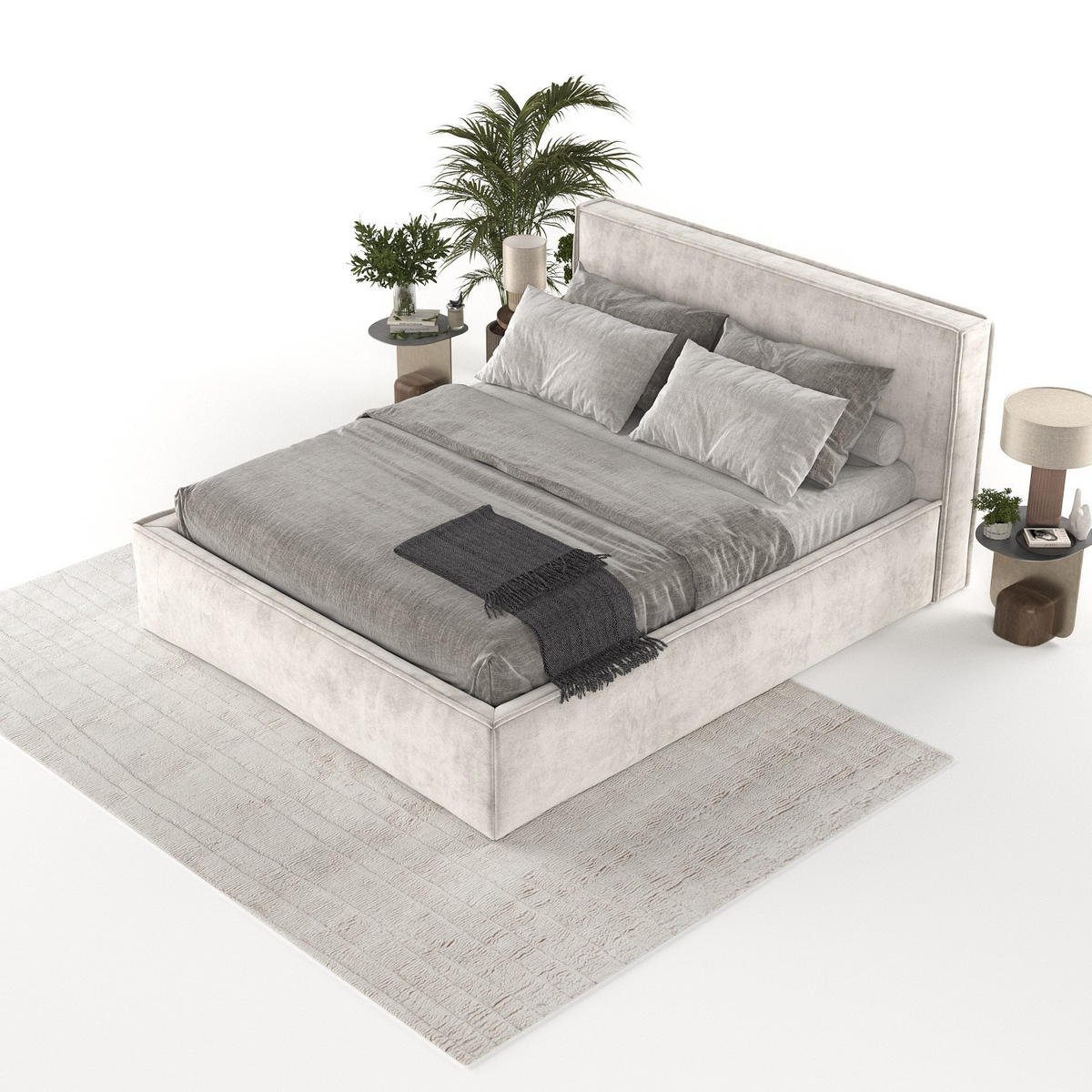 POLSTERBETT Sato mit Stauraum 120/200 cm Hellbeige im Terra NW Stoff - Beige/Schwarz, Holz/Holzwerkstoff (120/200cm) - AltaBeds