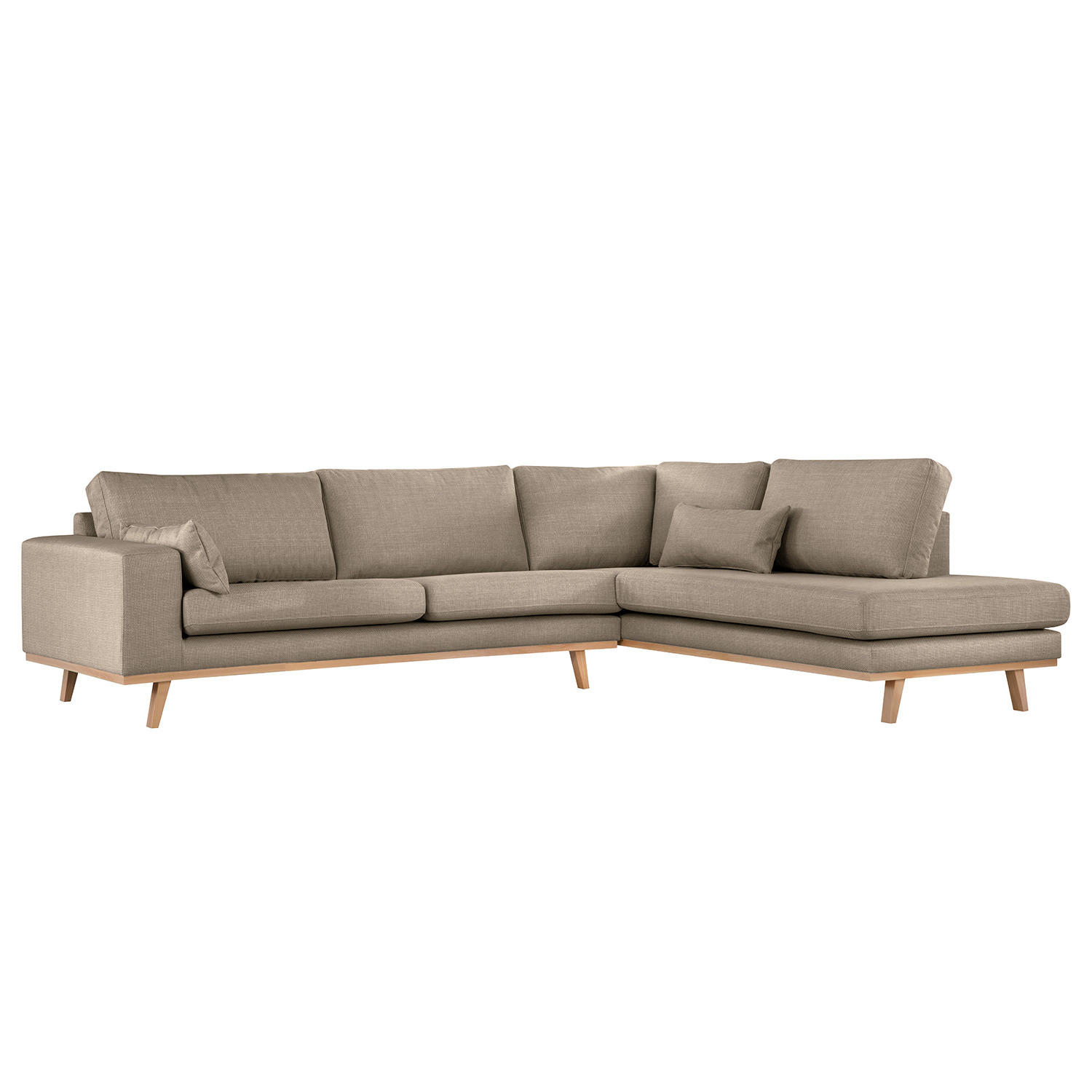 ECKSOFA mit Ottomane - Taupe/Buchefarben, Textil (287/219cm) - home24