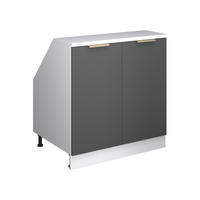 KUHINJSKI ORMAR ZA KOSINE KROVA R-Line Antracit-Zlatna 80 cm s 2 vrata, korpus ormara dubine 60 cm - bijela/antracit, drvni materijal (80/83.8/60cm) - Vicco