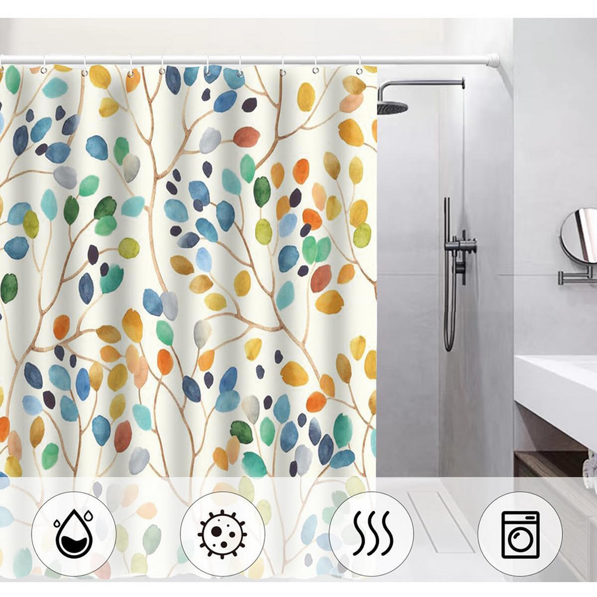 DUSCHVORHANG Wasserdicht 180 x 180 cm - Multicolor, Textil (25/25cm) - Kaket